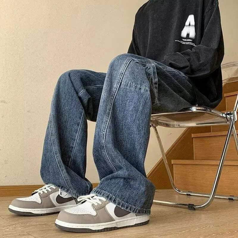 Mens Oversized Cargo Jeans - Wide Leg, Denim, Street