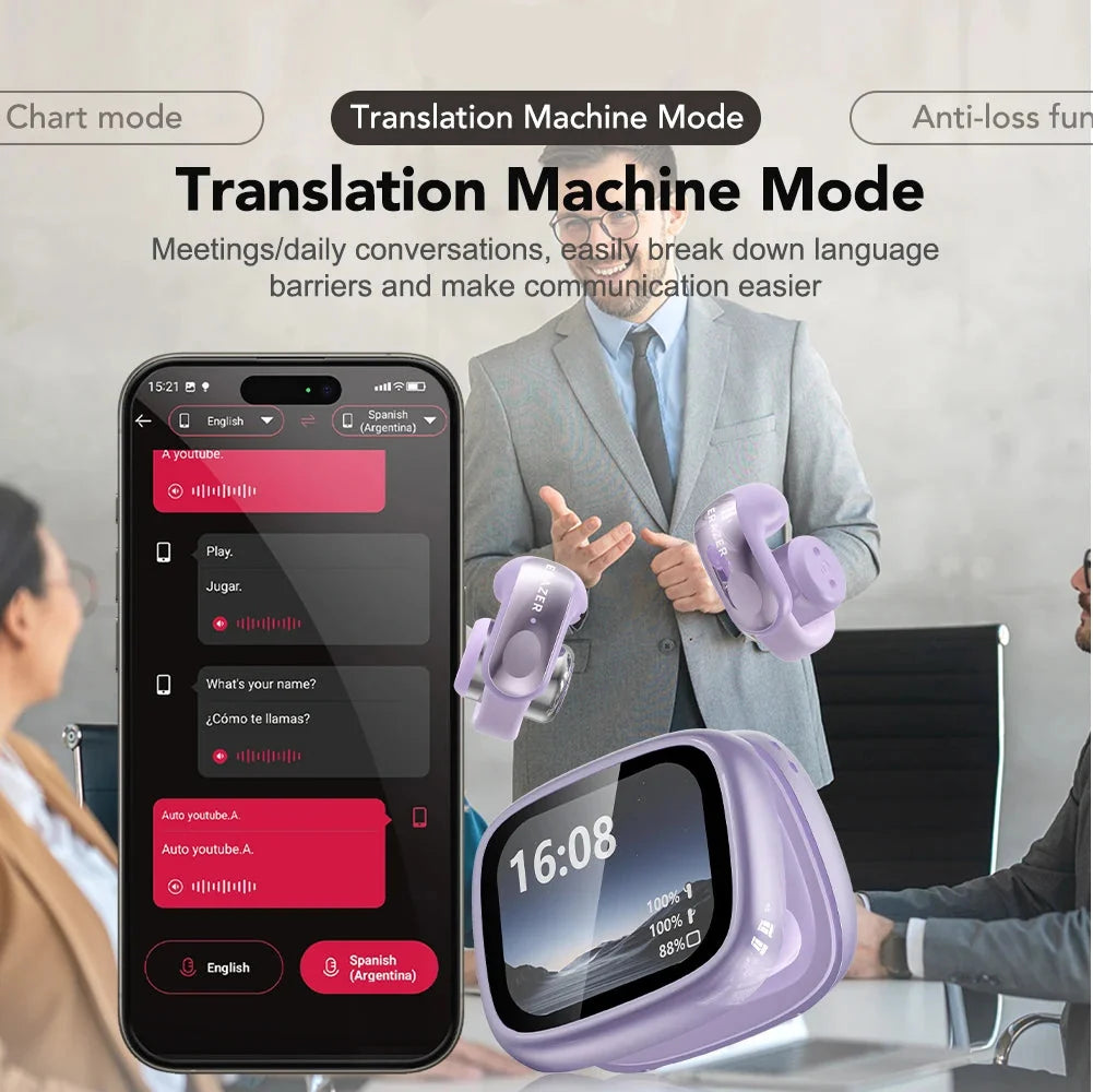 Wireless2026 Edition Earbuds Open-Ear Translation Earphones Real-Time Language Translate 135 Languages For Travel, Office Fall