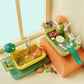 Kids Electric Kitchen Sink Toy with Running Water, Play Utensils, and Food Items for Pretend Cooking Fun-5