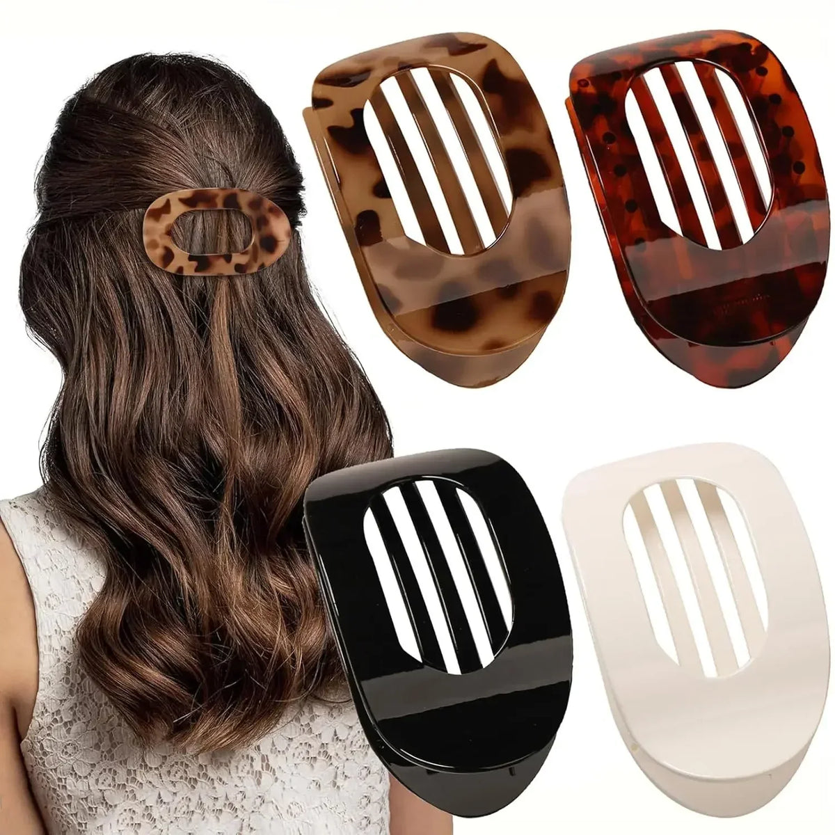 Claw Hair Clip Oval Design Leopard Print Acrylic Barrettes Spring 2026 Trend Gift