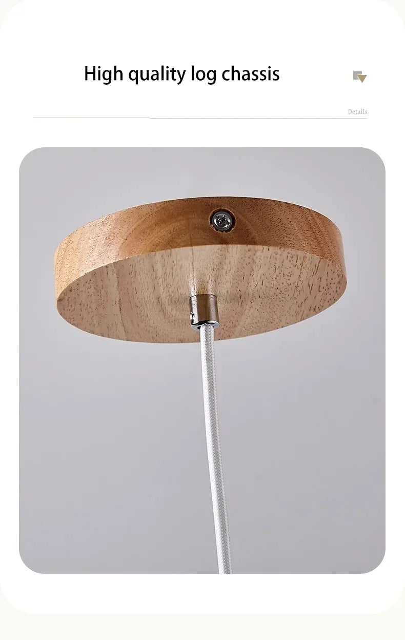 LED Japandi Pendant Lamp Wood Tube Japan Style Bedroom Light