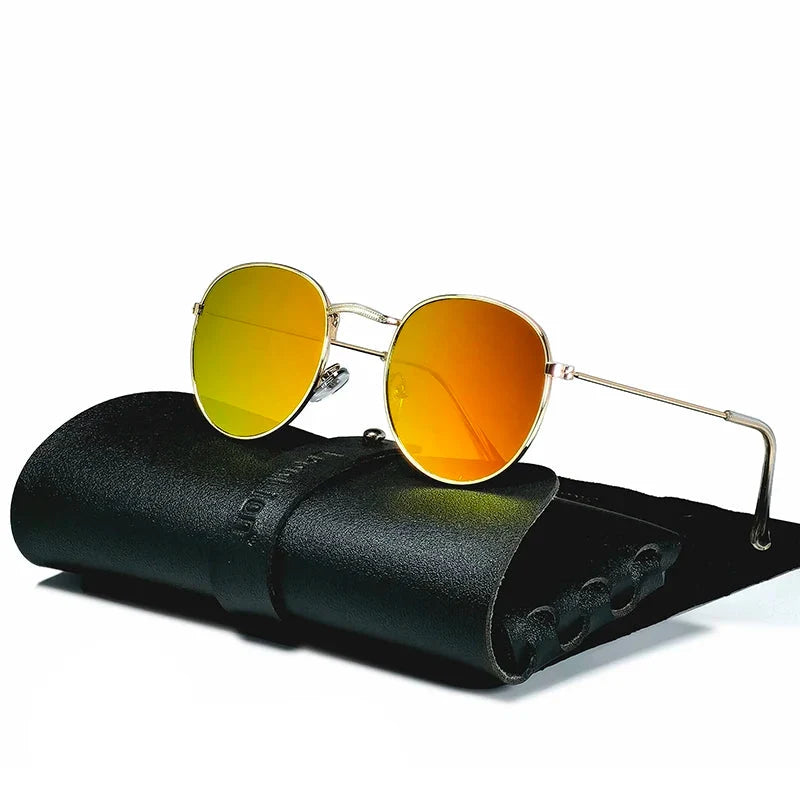 Round Retro Sunglasses for Men/Women Deluxe UV400 Metal Vintage Eyewear No Leather Case