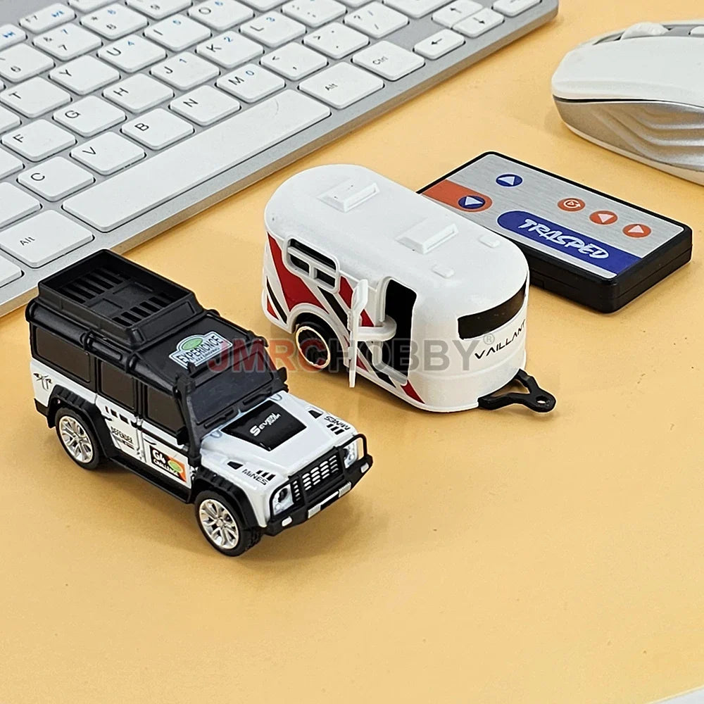 RC Alloy Car with Trailer - 2.4GHz Remote Control Mini Vehicle for Kids & Adults
