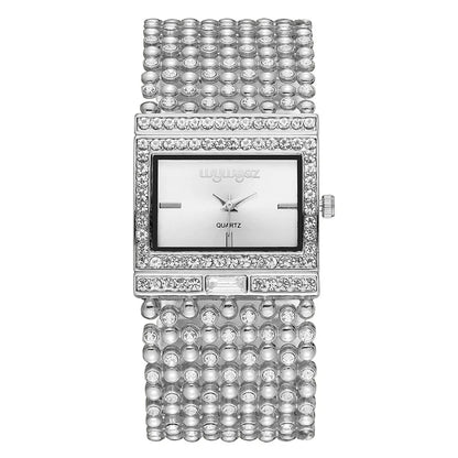 Diamond Kit Square Dial Ladies Quartz Wristwatch, Crystal Band, Fall 2026 Gift Idea – Gold Watch