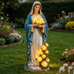 Mary Virgin Statue 7.87 Inch Outdoor Resin Garden Decor With Lighting Roses Religious Figurine Mother's Day Gift