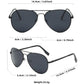 Timeless Big Pilot Sunglasses for Men - Deluxe Metal Black Aviation Shades UV400