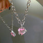 Pendant Zircon Necklace Pink Planet Heart Valentines Day Gift 2026 Aesthetic Jewelry