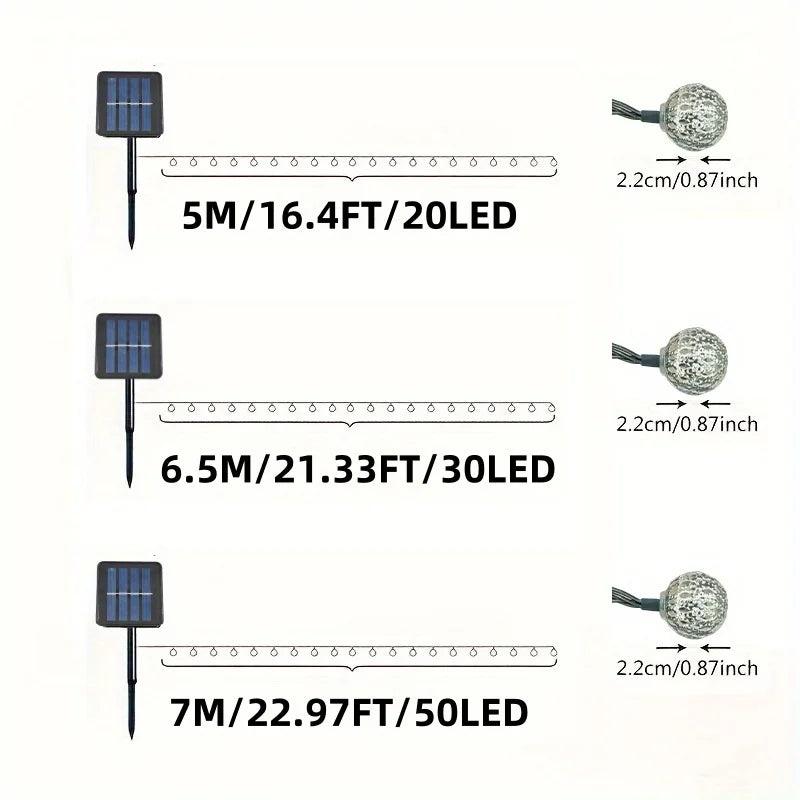 Solar2026 Edition String Lights Moroccan Ball LED Outdoor Water-Resistant 8 Modes Garden Party Christmas Decor