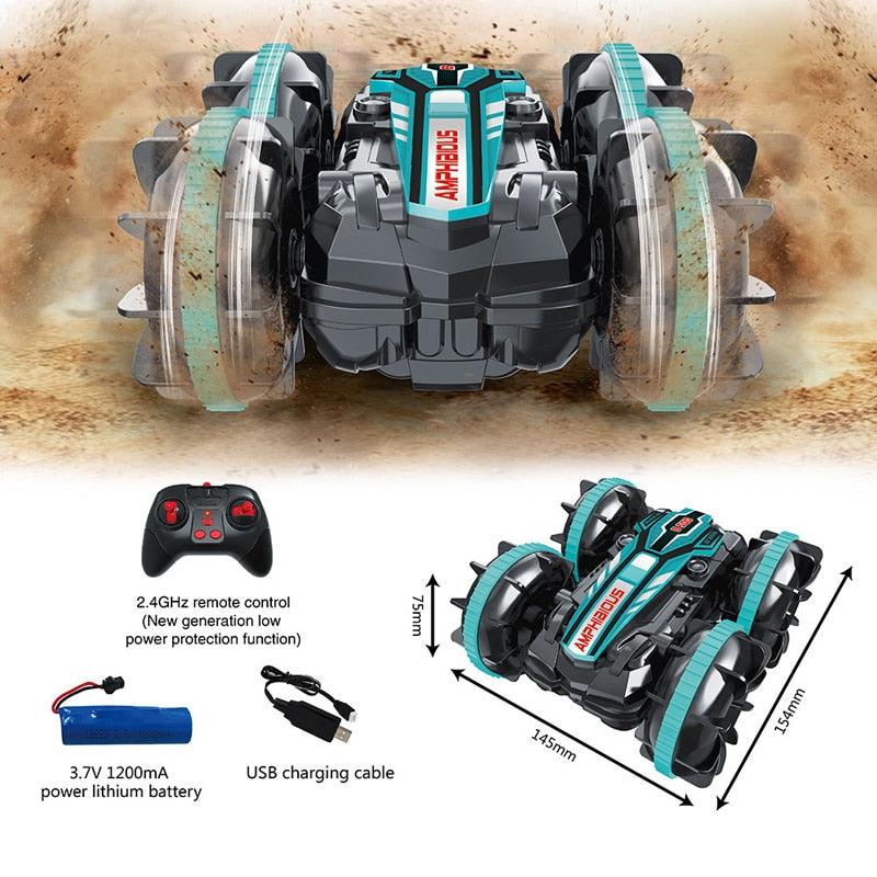 Remote All-Terrain Control Stunt Vehicle - Double-Sided Drifting Car with LED Wheels, Outdoor Adventure Toy for Boys