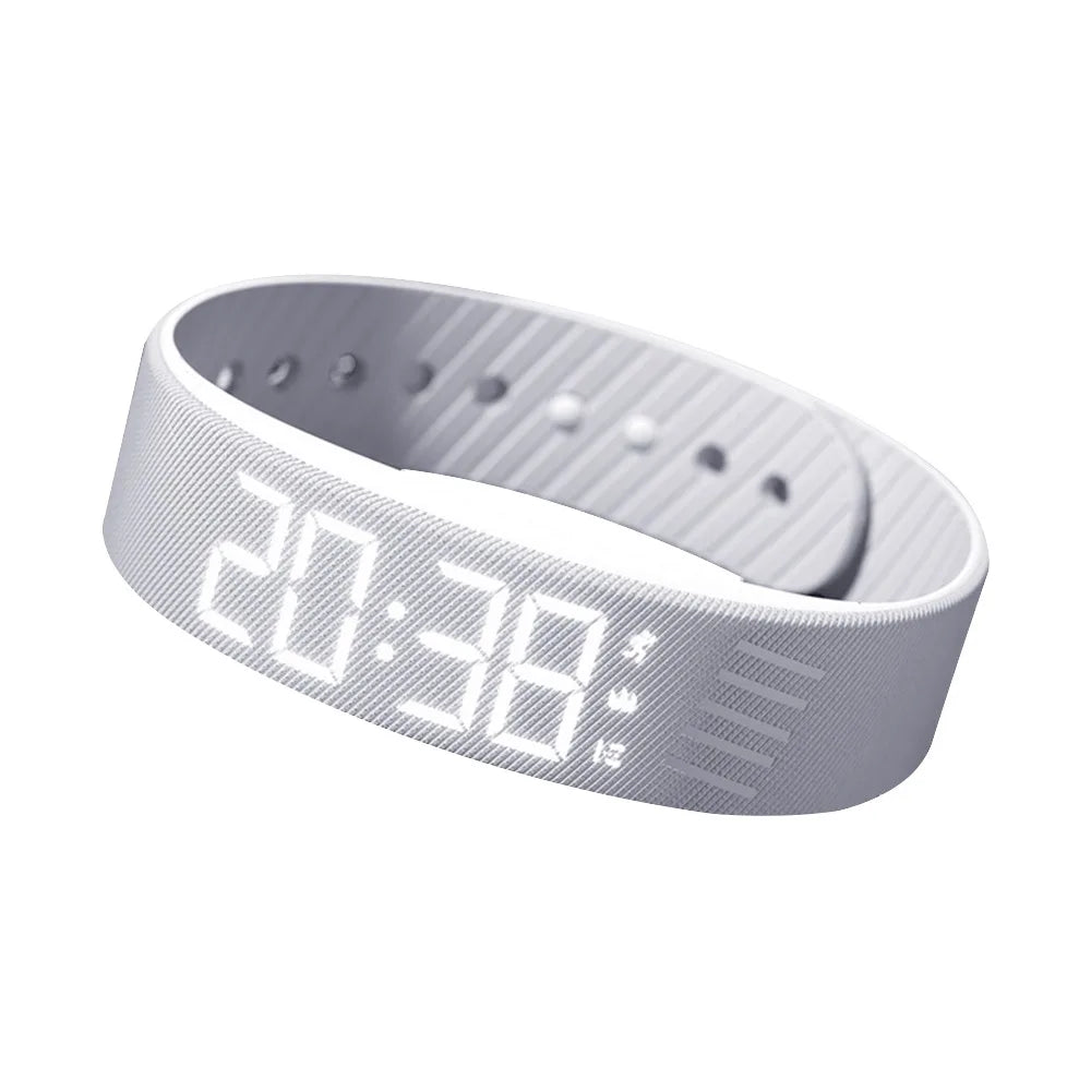 LED Digital Alarm Clock Bracelet Wristband Pedometer Water-Resistant Vibrating Alarm Summer 2026 Gift