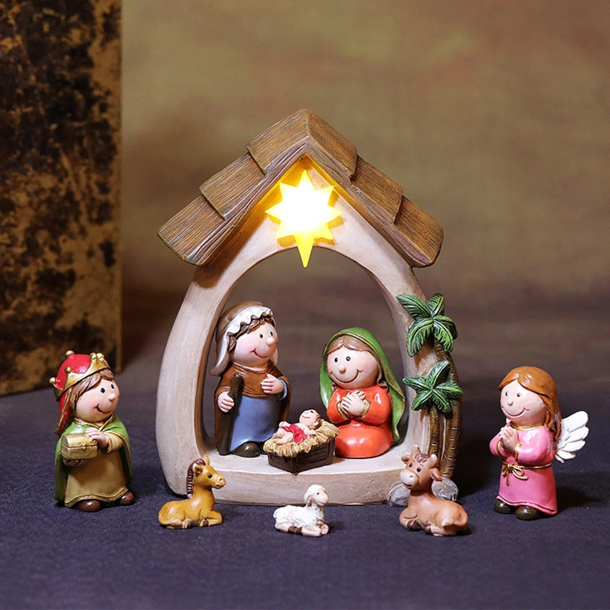 Figurines Nativity 12-Piece Lighted Holy Family Scene For Christmas Tabletop Decor 2025 Trend