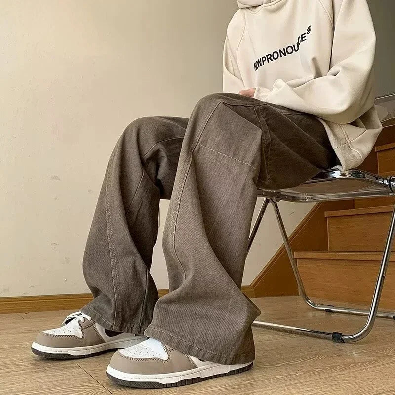 Mens Oversized Cargo Jeans - Wide Leg, Denim, Street