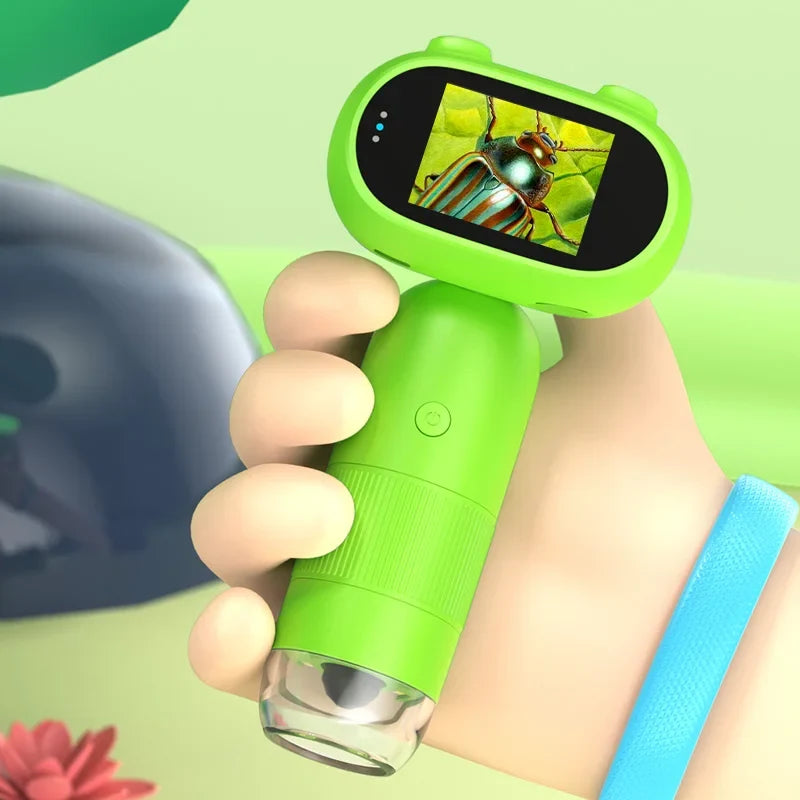 Hand-Held Digital Microscope for Kids - 1000x Magnification, 2" IPS Screen, Coin Collector Device