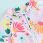 zip-front, short sleeve, floral print, polyester, for summer swimwear – Plush girls’ rash guard romper