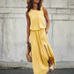 Spring/Summer Women's Trendy Retro Sleeveless Dress, Solid Color Two-Piece Kit