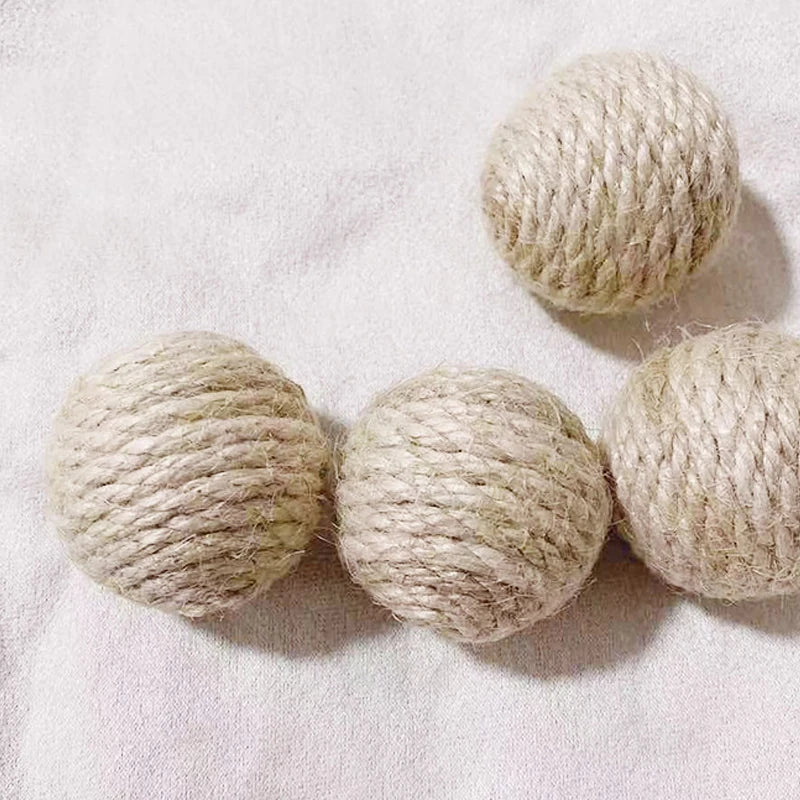 Handmade 5PCS Sisal Cat Sounding Balls - Interactive Toy for Kittens