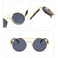 Punk Retro Round Sunglasses for Men & Women - Fashionable Double Bridge Design for Travel and Shopping