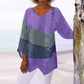 Shirt T Women New Fashion Casual V-Neck Long Sleeve Patchwork Top