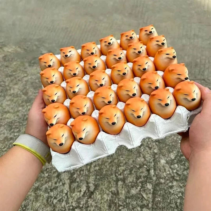 Plush Squeeze Shiba Inu Egg Shape Desk Decor - Fun Household Office Gift, Stress Relief Ornament