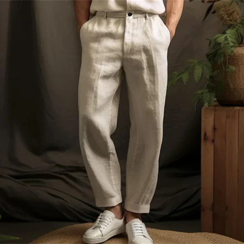 Summer Spring Casual Linen Trousers for Men - Breathable Loose Fit Vintage Straight Pants