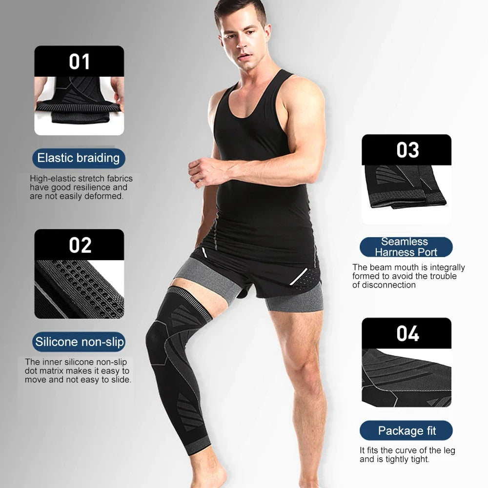 Pair 2026 – Full Leg Compression Sleeve Long Knee Support for Cycling Hiking Basketball