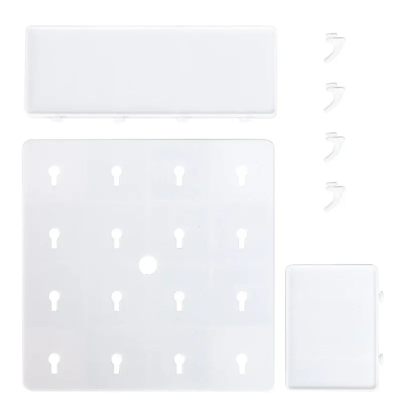 Punch-Free Wall Shelf Organizer with Household Organizers, No Drilling, Kitchen & Bedroom Pegboard Holder