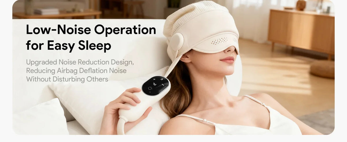 Stress Relief Sleep Aid 2026 – Graphene Heated Head Massager Air Pressure & Eye Compress