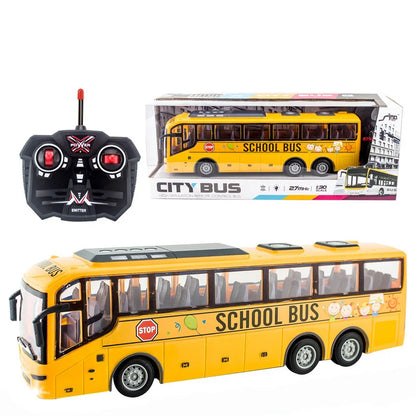 Remote Control Motor-Driven Tour Bus - Scale RC Vehicle with Lights for Kids, School & City Fun