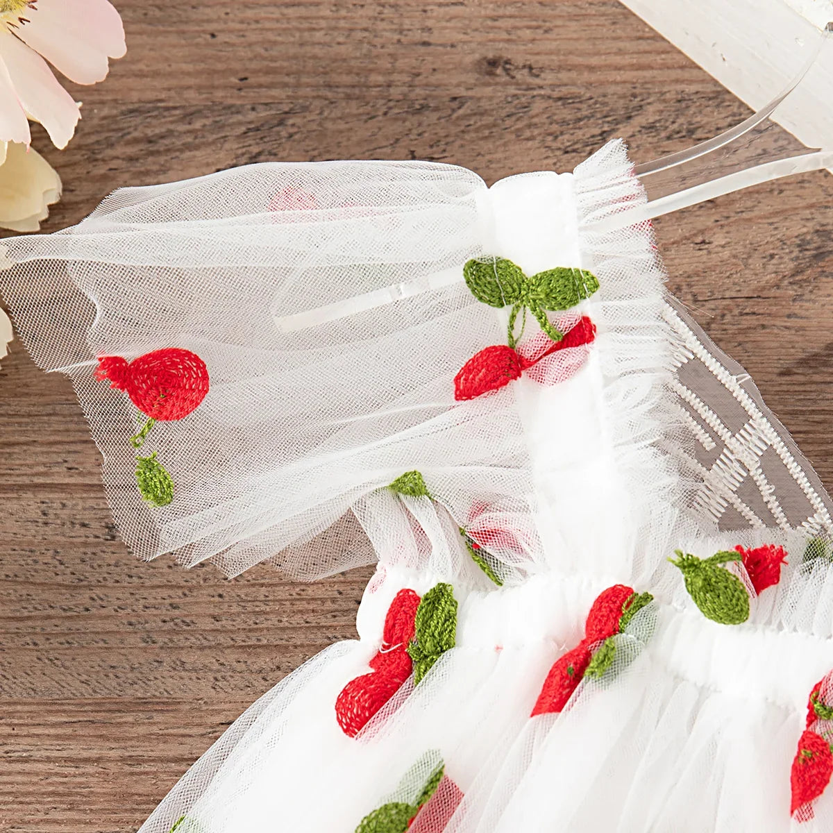 Princess Style Knee-Length Fruit Print, Acetate, Birthday Party – Plush Baby Girl Dress
