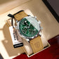 Quartz Chronograph Watch Water-Resistant Luminous Date Leather