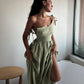 Elegant Summer Rug in Natural Linen and Cotton Blend, A-Line Design, Backless with Adjustable Straps, Ankle Length, Machine Washable-1