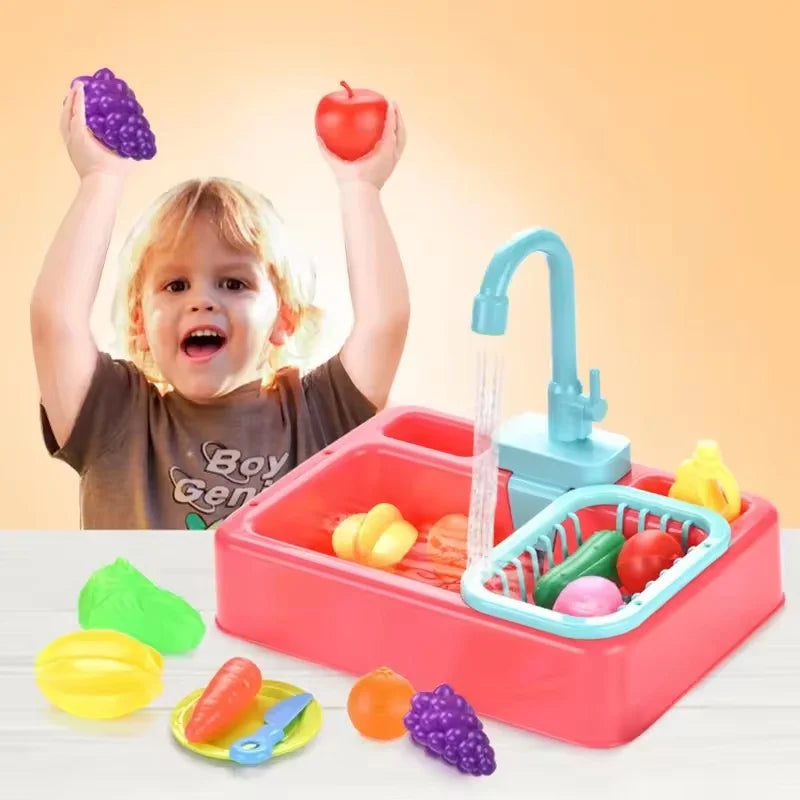 Kids Play Kitchen Sink Set with Water Circulation System for Educational Role Play and Imaginative Fun-4