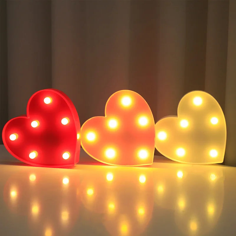 Romantic Heart LED Night Light - Warm White Lamp, An Elegant Valentine's Day Gift for Weddings & Household Décor