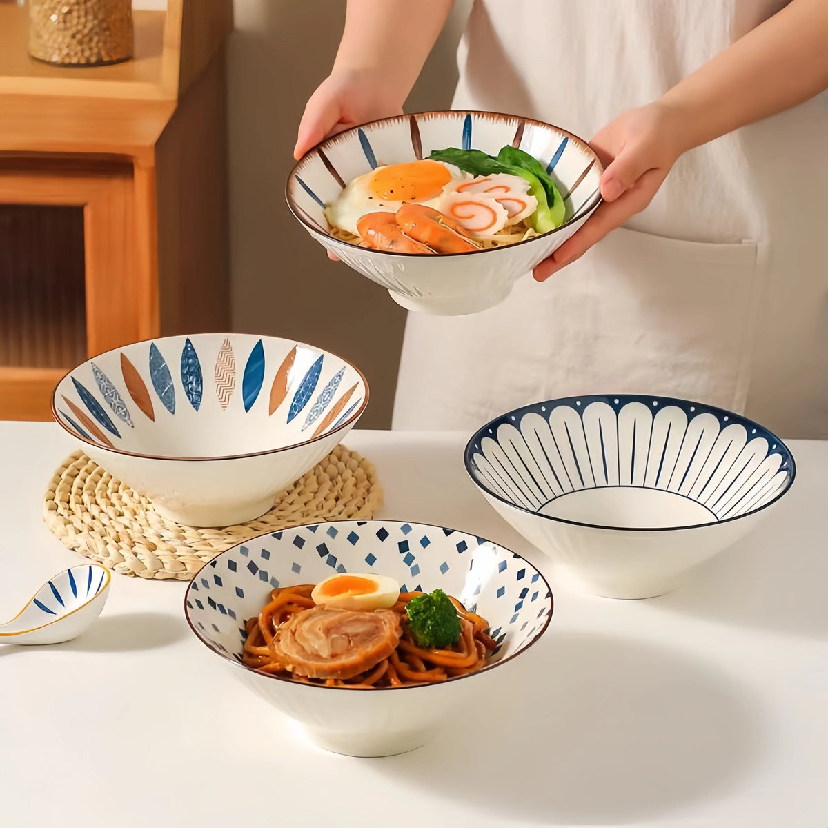 Bowl Ramen 8 Inch Porcelain Japanese Noodle Bowl Large