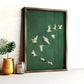 Wall Cranes Art Emerald Green Canvas With Gold Accents
