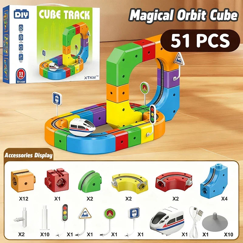Magnetic2025 Edition Building Kit 81 Pieces Track Puzzle With Train STEM Educational Toy Christmas Gift