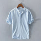 Cotton Breathable Linen Shirt High End Loose Fit, Short Sleeves Half-Open Collar