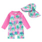 Light Toddler Boys Rash Guard Swimsuit - Long Sleeve, Turtle Print, Polyester, Beachwear