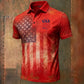 Light men's polo shirt - graphic flag print, cotton, casual summer wear for outdoor events