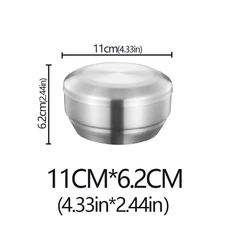 Steel Stainless Double Layer Rice Bowl With Lid Insulated