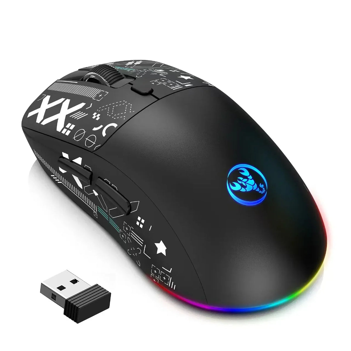 Gaming Mouse Cordless RGB 4000 DPI Battery-Powered 650mAh