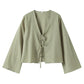 Variant image for Stylish Long Sleeve Blouse with Openwork V-Neck and Lacing, Breathable Fabric for Spring Fashion-7