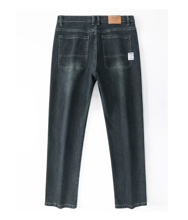 Men’s Stretchy Jeans - Wide Leg, Cotton, Business Casual
