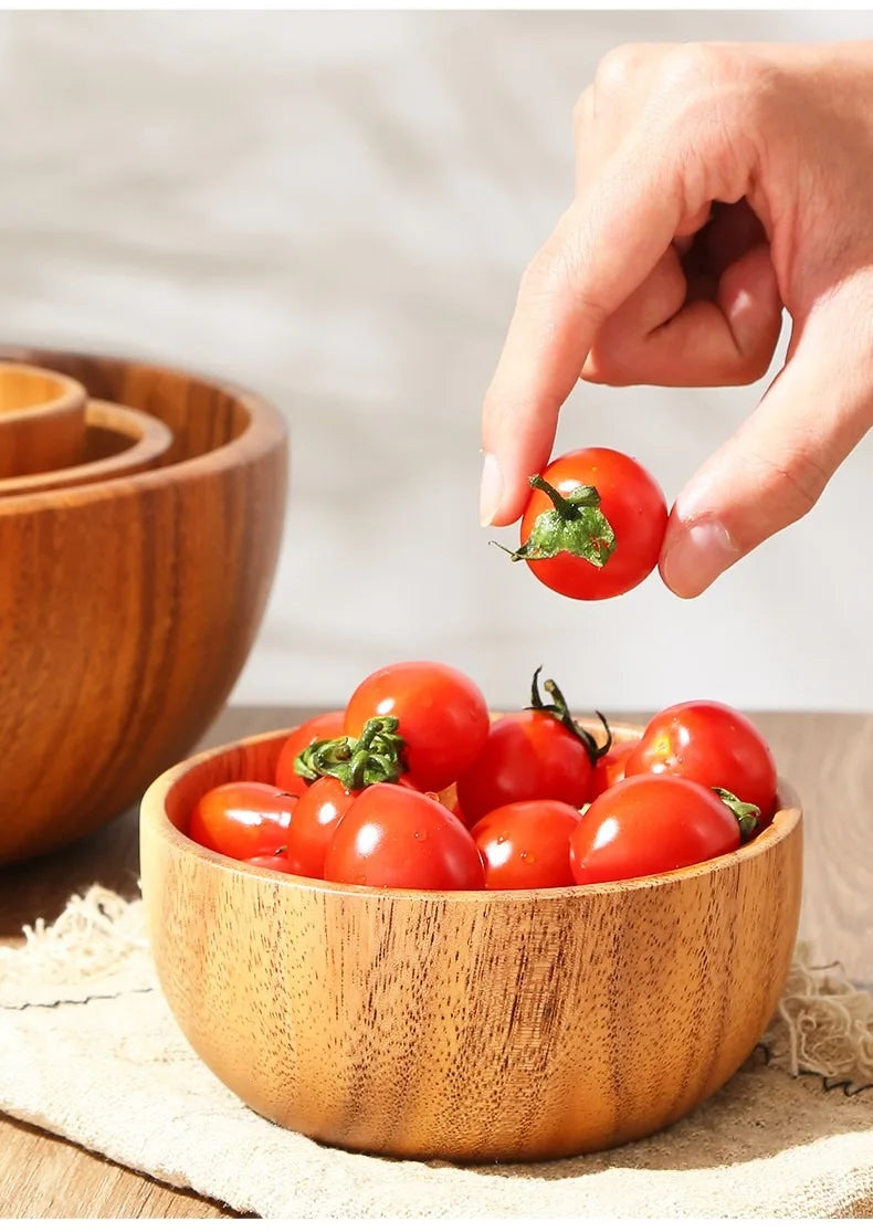 Wooden Acacia Bowl Japanese Style Salad Bowl Ramadan