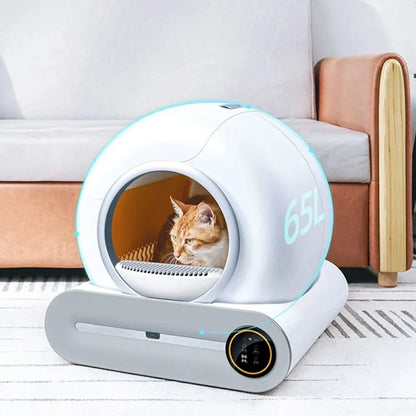 Litter Cat Box 65L Large Space Smart WiFi Auto Clean Enclosed Pet Toilet 9L Waste Bin TikTok Viral Fall 2025 Gift