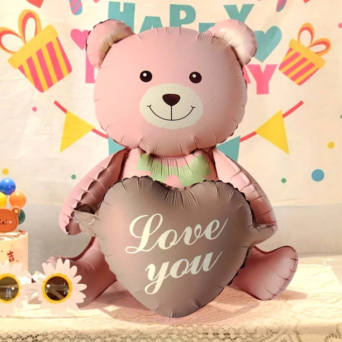 Bear 3D Balloon Foil Lying Cartoon Heart Design Birthday Party And Valentine Decor 2026 Gift