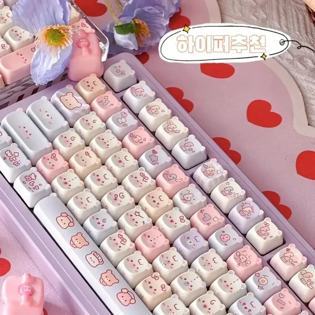 Keycaps PBT Cat Keycap Kit Alice Layout 2.25U 2.75U Pastel Mechanical Keyboard TikTok Viral Fall 2025 Cute Desk Gift