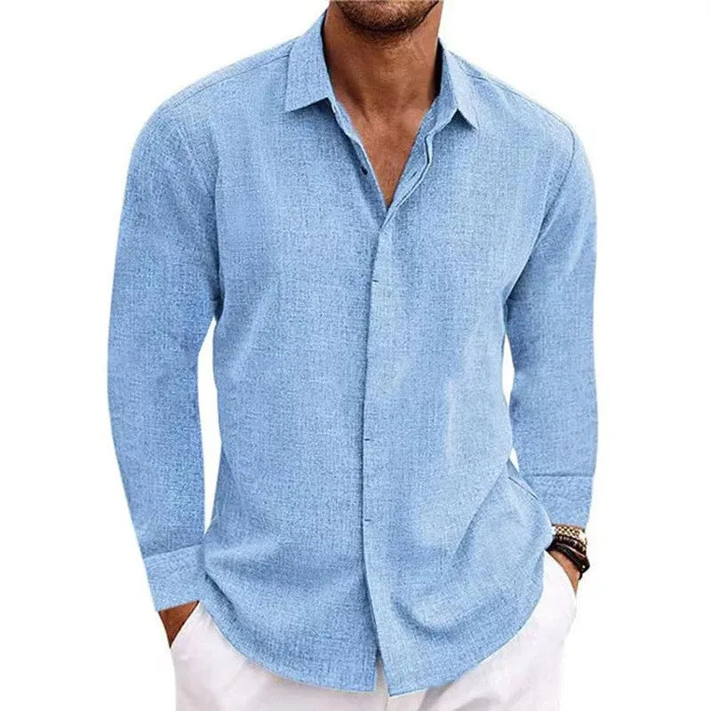 Loose Solid Color Casual Top for Plus Size Fashion – Men’s Long Sleeve T-Shirt