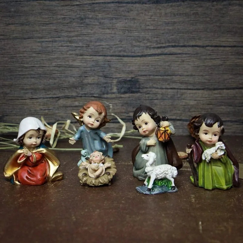 Nativity Kit 11-Piece Resin Catholic Figurines Christmas Decor Centerpiece Traditional Manger Scene Gift
