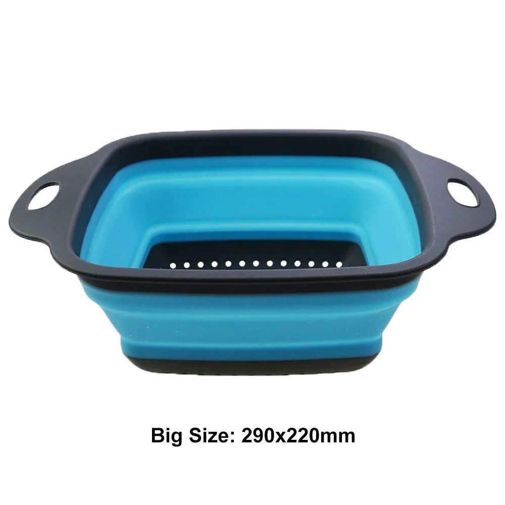 Silicone2026 Edition Folding Drain Basket 2-In-1 Collapsible Colander For Fruits And Vegetables Space-Saving Kitchen Device Fall